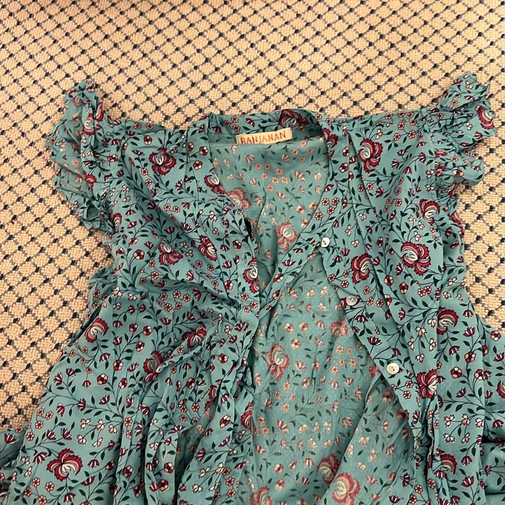 Banjanan Floral Jumpsuit in Teal and Red